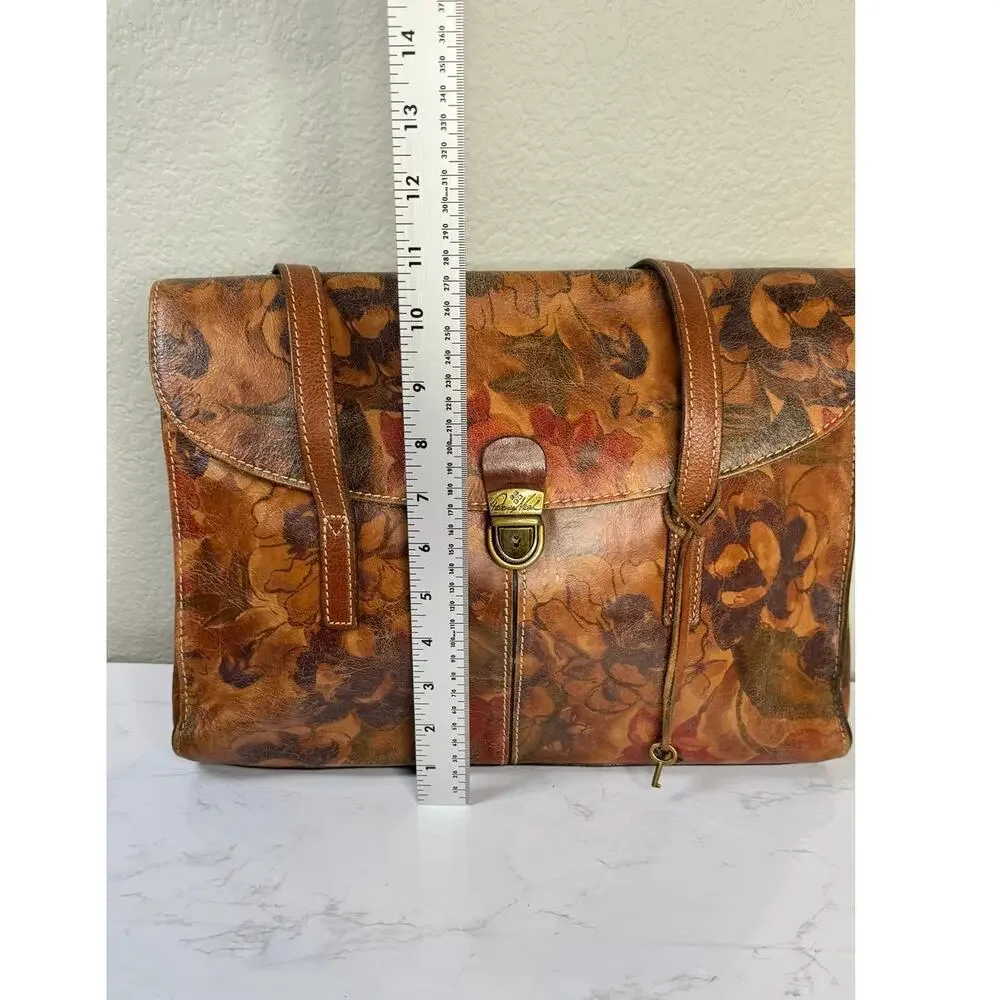 Patricia Nash Multicolor Floral Push Snap‎ Messenger Laptop Leather Bag